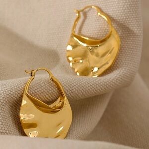 ⭐️new 18K Gold Plated Unique Hoop Earrings